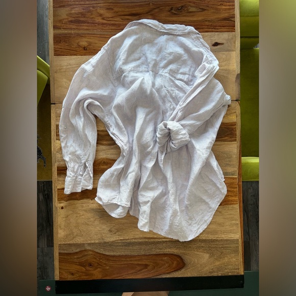 100% Linen gray button up by sigrid olsen - Picture 2 of 6